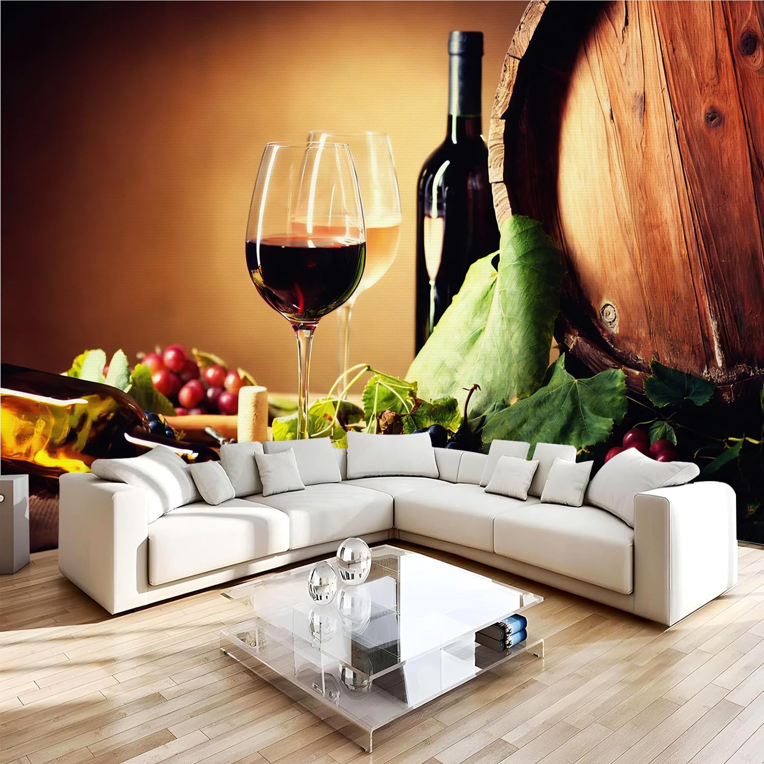 Carta da parati effetto 3D Vino 366x 254 cm Murale Non Tessuto Stile Pastorale Fotomurale Stampa HD Moderna Poster Per Soggiorno E Camera Da Letto Design 1M3982