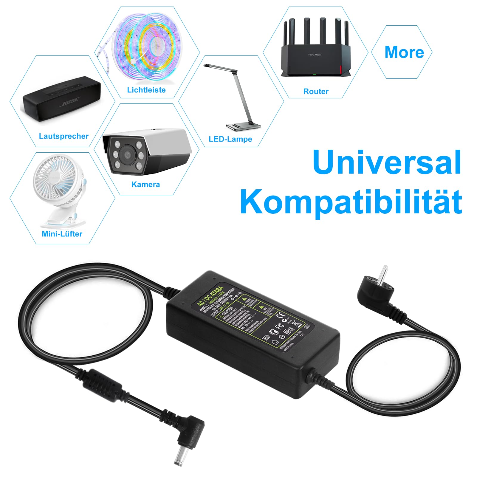 Alimentatore 12V 10A 120W Universale HOUHUI – Trasformatore AC-DC Per Dispositivi Elettronici, Motori DC E LED - 2