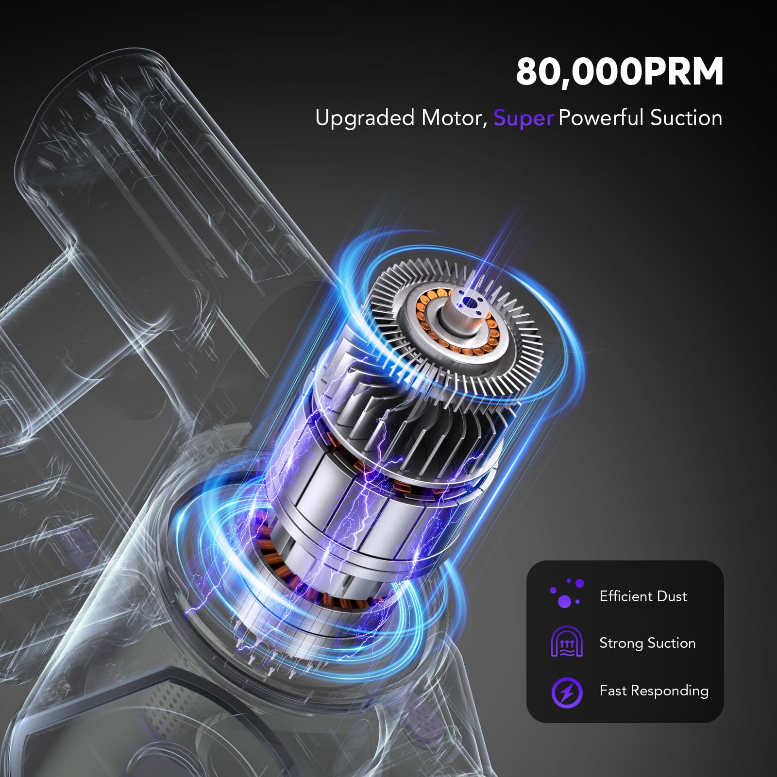 Cordless Vacuum Cleaner for Home, 80,000PRM Powerful 4 in 1 Lightweight Stick Vacuum with 2 Adjustable Suctions, Max 40 Mins Runtime, 2600mAh Rechargeable Vacuum Cleaners (Hibiscus)
