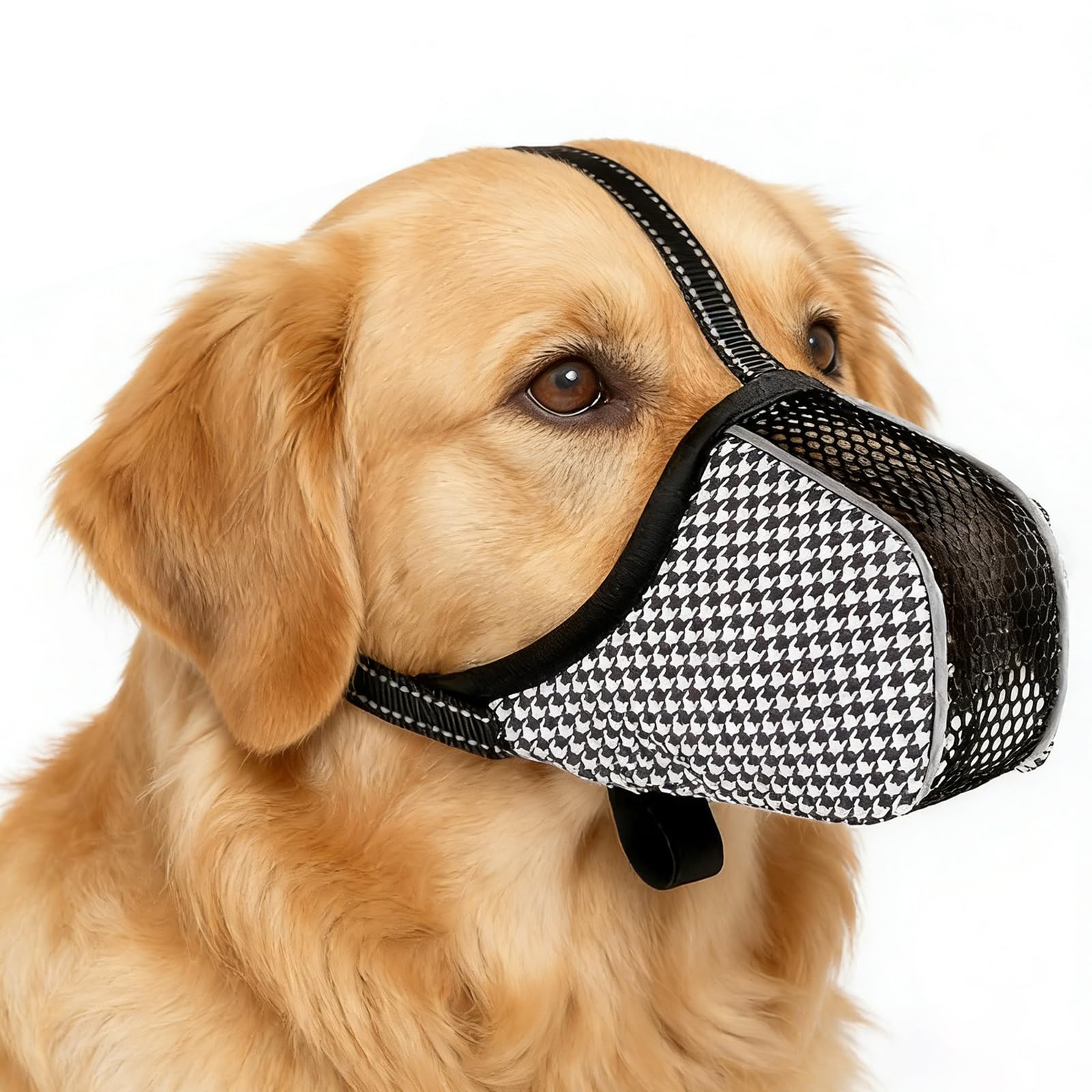 Vauki Museruola per cani, in rete traspirante, protezione da mangiare per cani, protezione da mordere, masticare e leccare, protezione da esche per cani di taglia media e grande (nero, L)
