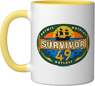 Survivor Season 49 Logo Officially Licensed Ceramic Mug, Yellow/White