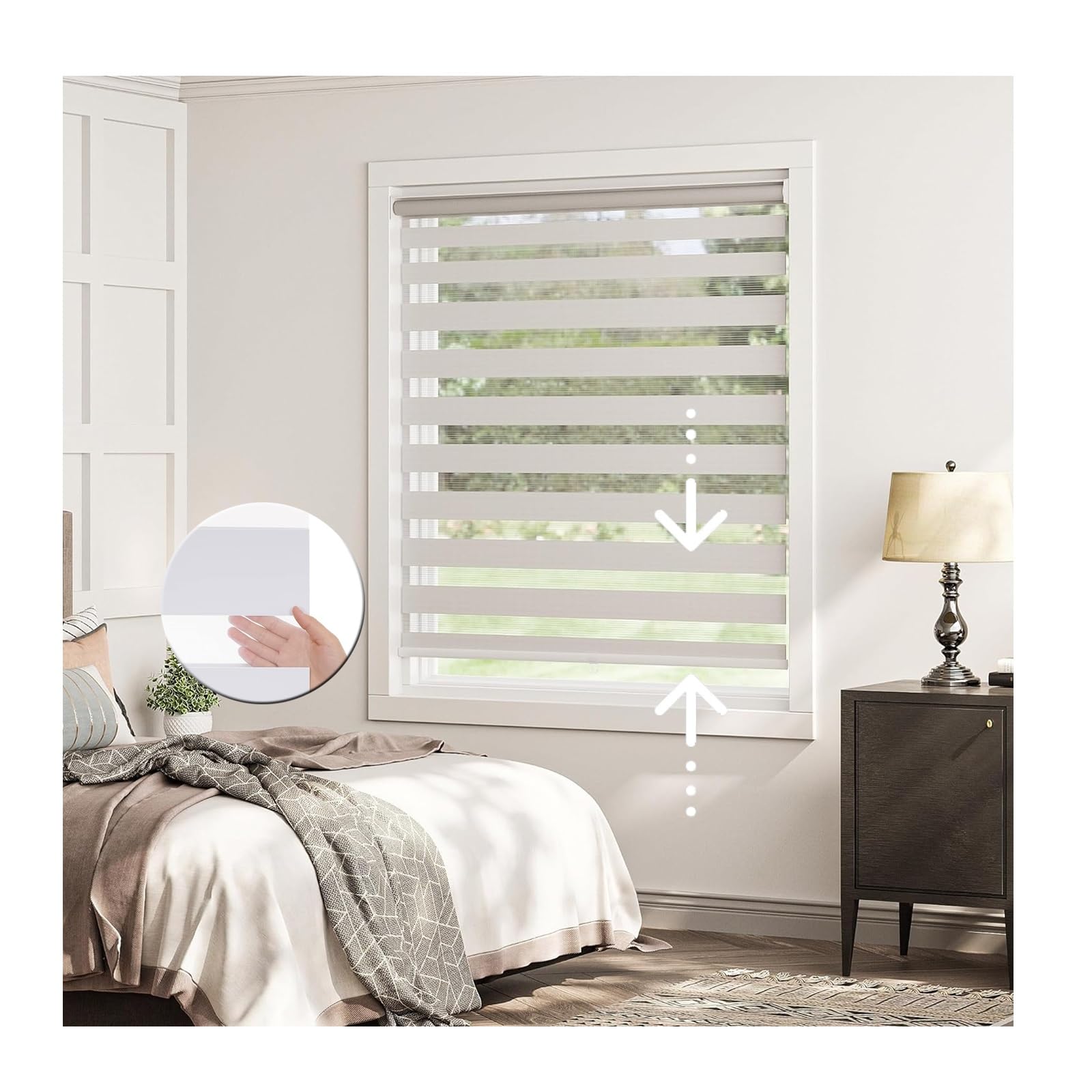Sonello Tenda a rullo doppio strato Giorno e Notte a senza foratura 50cm x 150cm bianco, facile