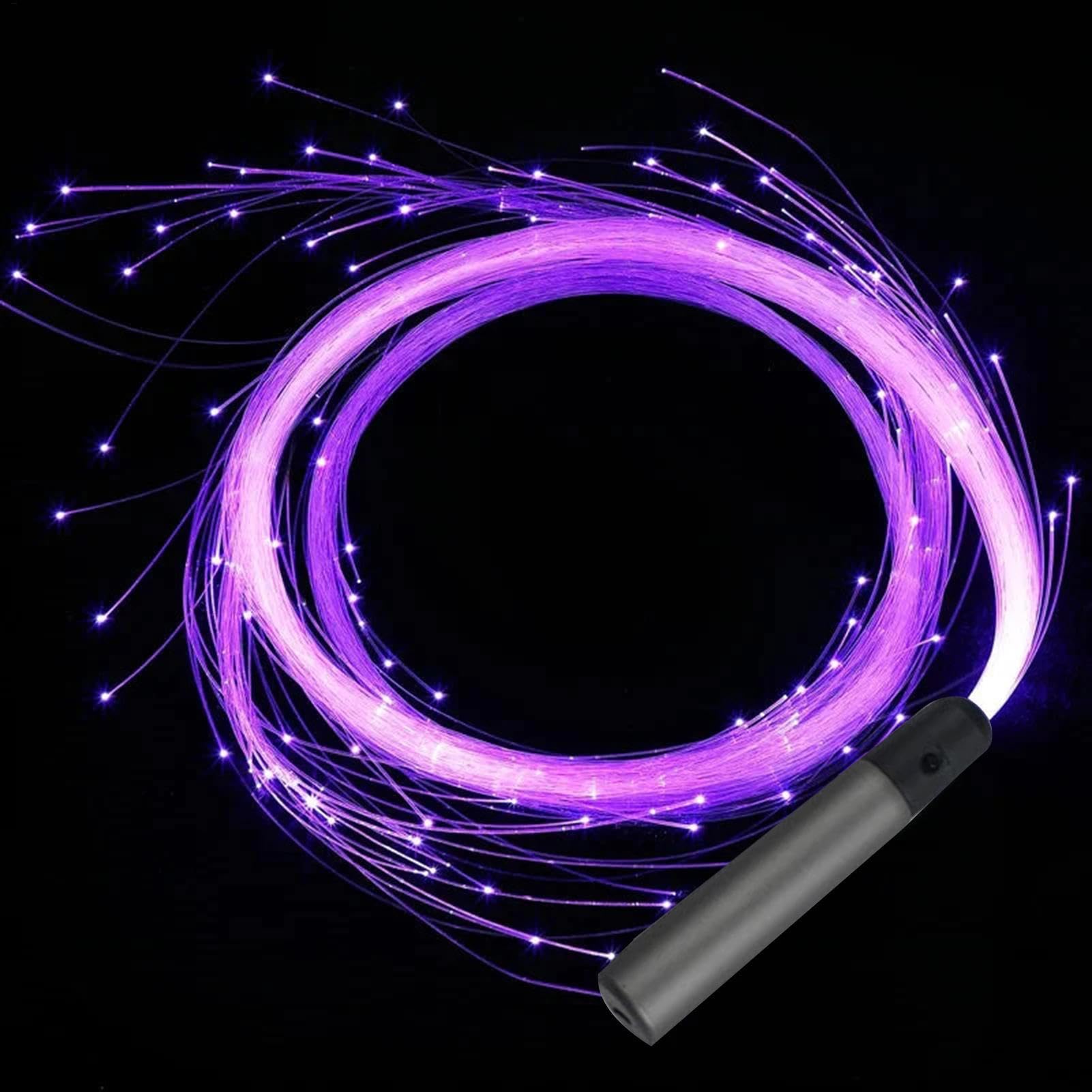 Frustino da ballo a LED con fibra ottica da 1,8 m, frusta in fibra ottica, 23 colori ultra luminosi, con luci a LED ottiche, frustino da ballo con design rotante a 360 gradi, antiscivolo, per feste e