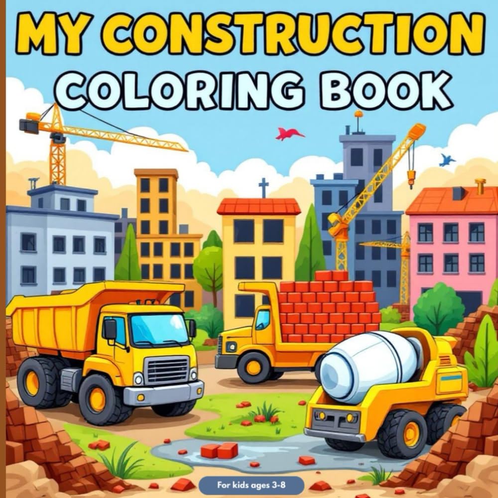 My Construction Coloring Book for Kids Ages 3-8: Fun Learning with Bulldozers, Dump Trucks, and Excavators and More!: A Creative Coloring and Activity Book for Little Builders
