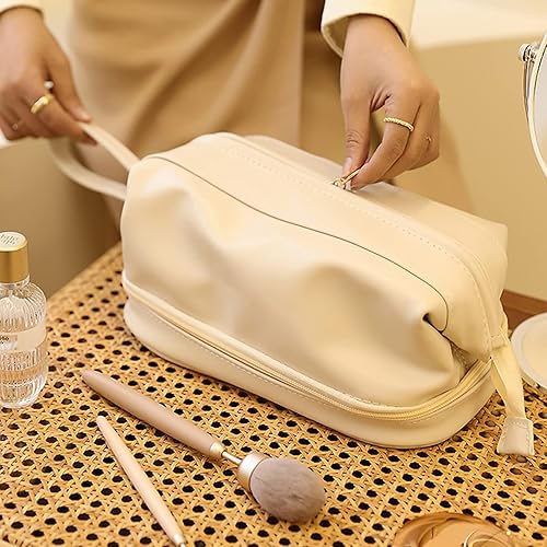 Miniatura 6 de Bolsa de maquillaje de viaje impermeable, bolsa de maquillaje portátil con cordón, bolsa de maquillaje de viaje grande de doble capa, bolsas de