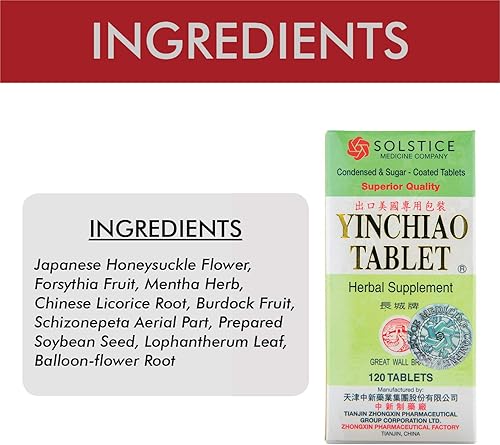 Miniatura 3 de Yin Chiao - Tabletas de hierbas (120 tabletas) (1 botella) (Solsticio)