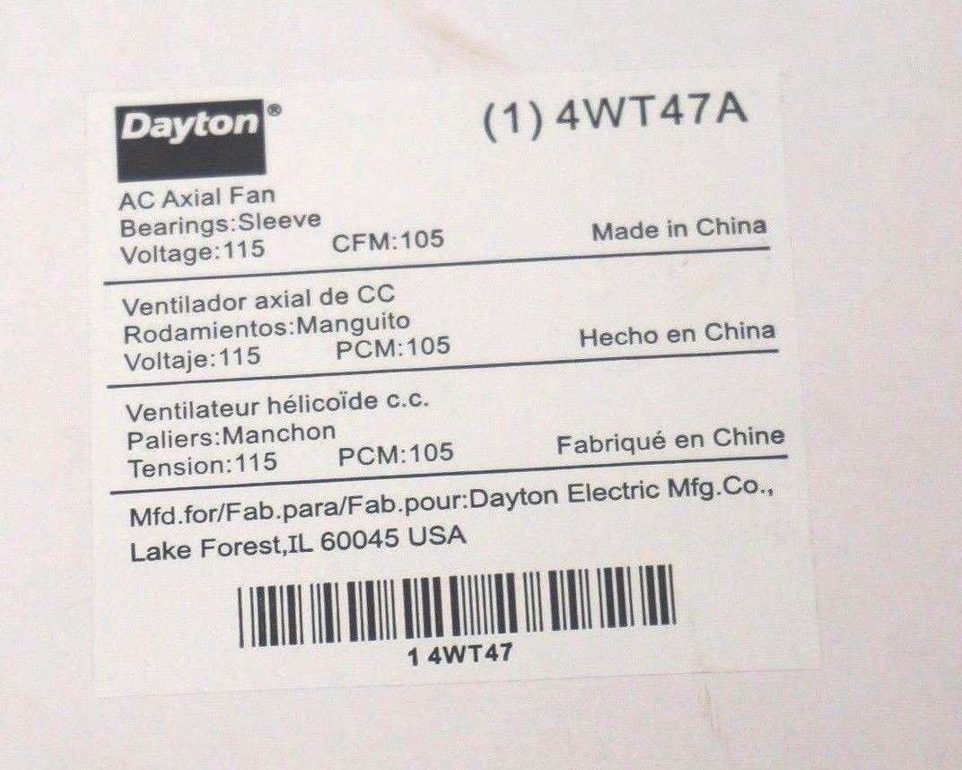 Dayton 4WT47A AC AXIAL Fan 115V 105CFM