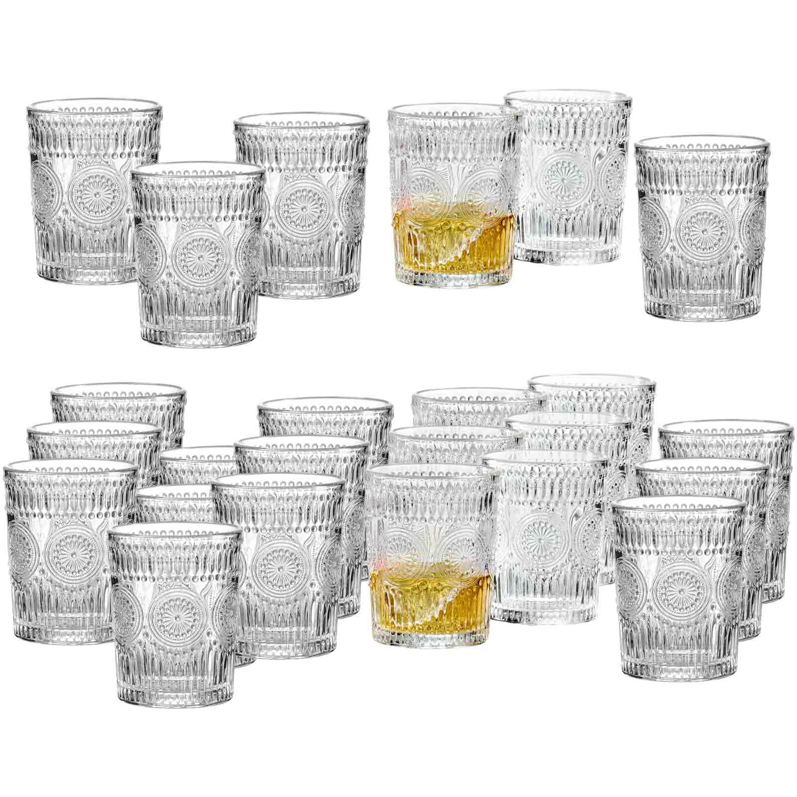 Ritzenhoff & Breker Paolo Whiskygläser 24er Set – 250 ml Tumbler im Retro-Look mit Ornamentik – stilvolle Whiskybecher, Trinkgläser, spülmaschinenfest – Klar