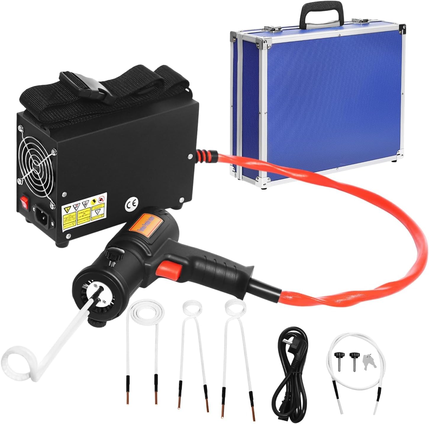 Radiateur à induction 1500 W jusqu'à 1000 °C – Déclencheur de vis à induction avec 4 bobines et accessoires – Chauffage à induction sans flamme pour vis, écrous et boulons rouillés