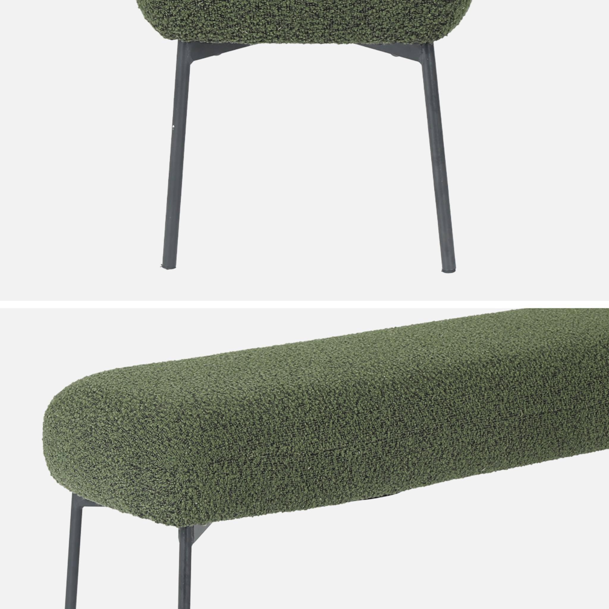 sweeek - Banc. Bout de lit avec revêtement Bouclette texturée. Kaki. Pieds en métal Noir. L 120 x P 41 x H 42.5cm