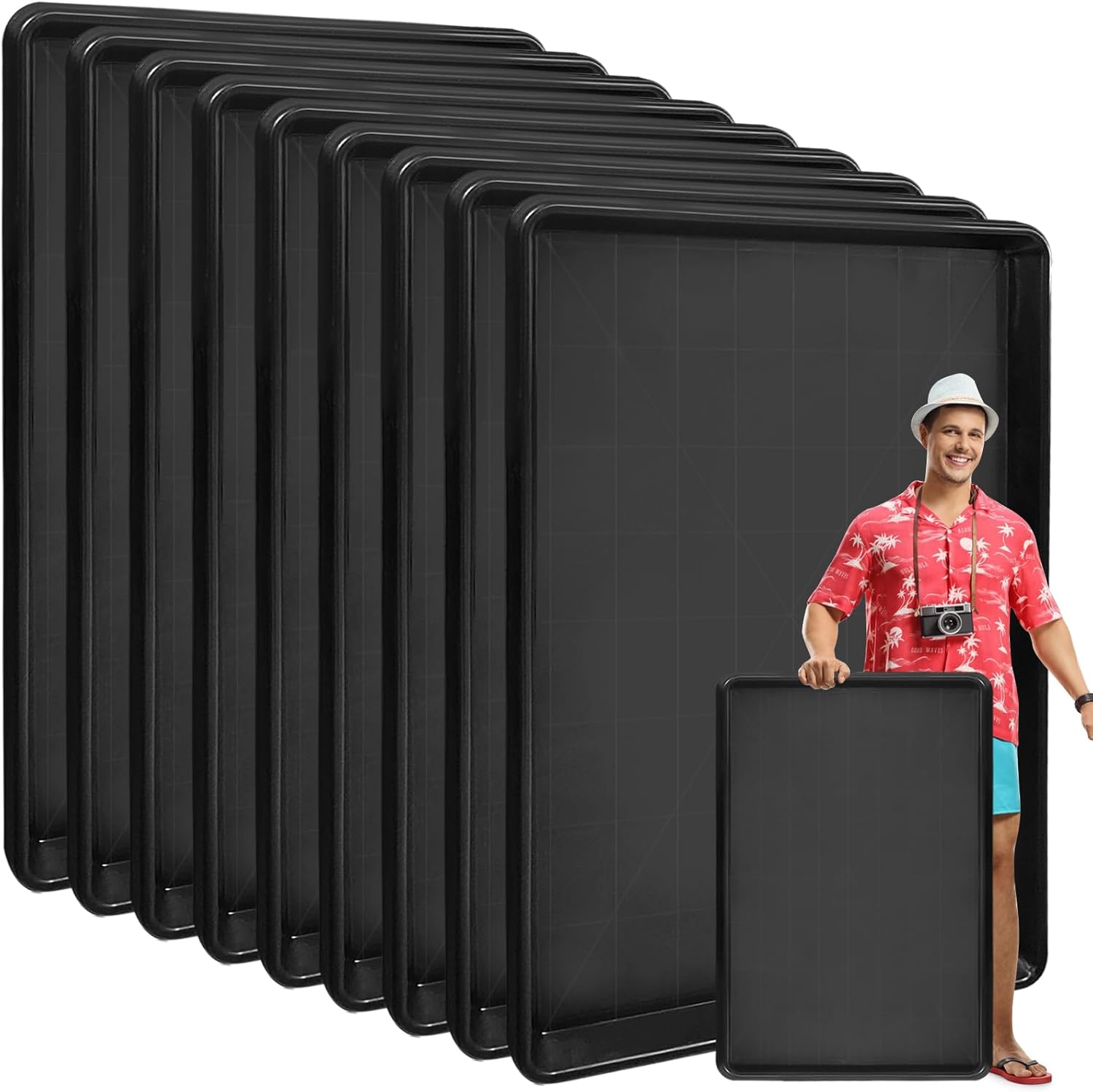 9Pcs Extra Large Auto Oil Drip Pan- 35.4 x 24 x1.6 Inches Oil Drip Tray for Under Car Plastic Oil Tray,Oil Catch Pan Replacement Tray to Keep Garage Floor Show Room Driveway Safe and Clean