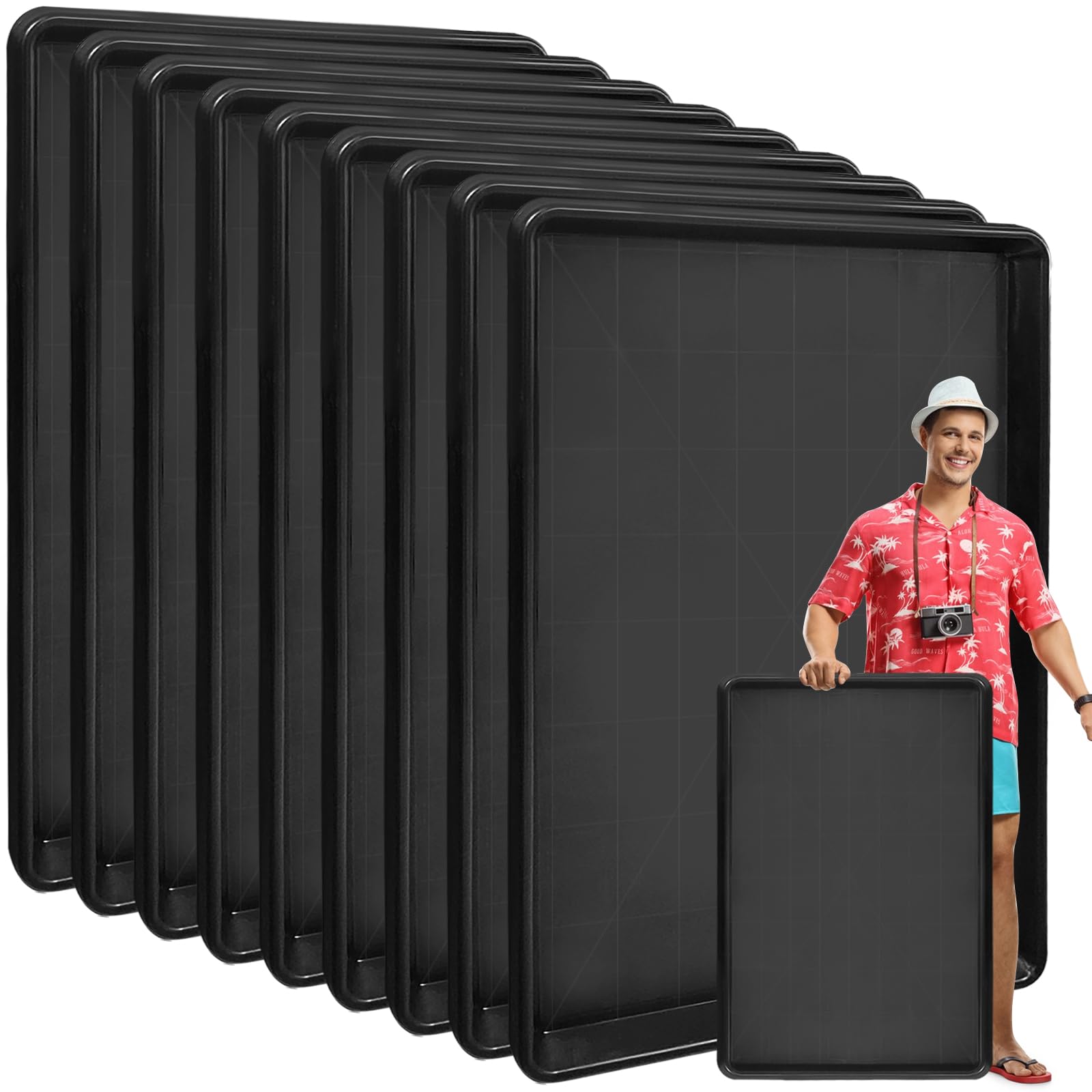 9Pcs Extra Large Auto Oil Drip Pan- 35.4 x 24 x1.6 Inches Oil Drip Tray for Under Car Plastic Oil Tray,Oil Catch Pan Replacement Tray to Keep Garage Floor Show Room Driveway Safe and Clean