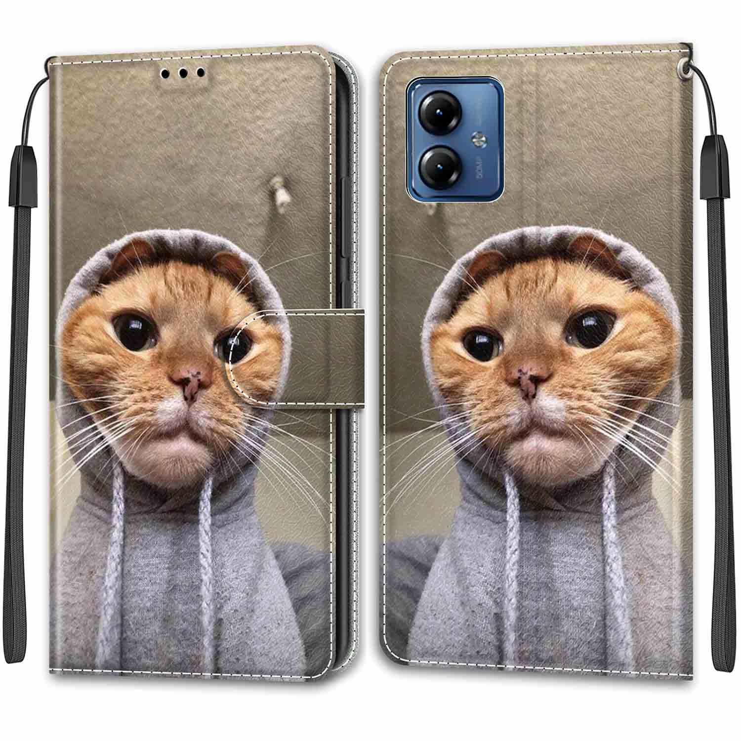 Custodia Per Motorola Moto G14, Custodia A Portafoglio In Pelle Di