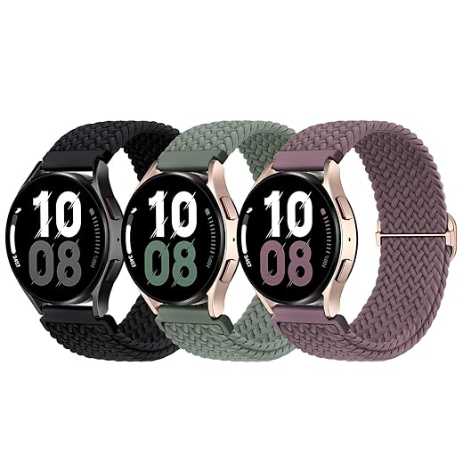 20mm Watch Bands Compatible with Samsung Galaxy Watch 6 5 4 40mm 44mm, Galaxy Watch 6 4 Classic, Galaxy Watch 5 Pro, Galaxy Watch 3 41mm, Galaxy Active 2, 3-Pack Galaxy Watch 5 Bands for Women and Men