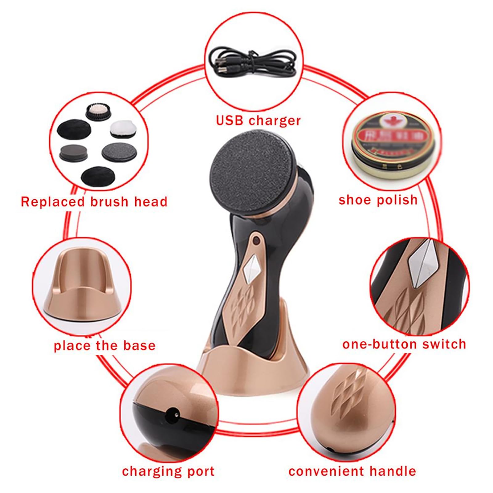 Spazzola Per Scarpe Elettrica, Kit Lustrascarpe Portatile Con Testine Da 7 Pezzi, Testine Sostituibili E Mantiene Le Mani Pulite, Pulizia E Lucidatura Efficaci Delle Scarpe, Per Scarpe, Stivali, Borse