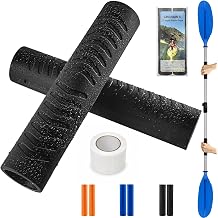 CHERAINTI Kayak Paddle Grips with Tape, 2 Pcs Non-Slip Silicone Paddle Grips for Kayaking, Blister Prevention Handle Covers for Diameter 1.18 Inches Take-Apart Paddles, Kayaking Accessories