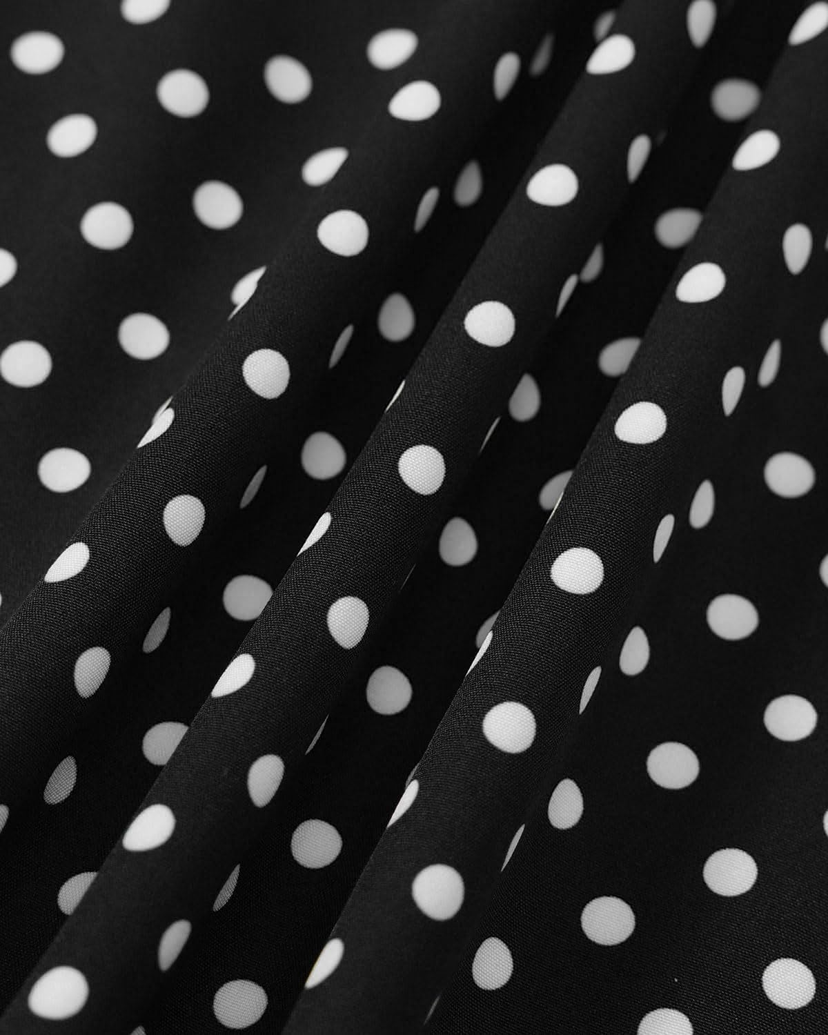 Women Summer Dresses Deep V Neck Polka Dot Prined Splice Lace Dress Elegant Cotton for Party - Image 4