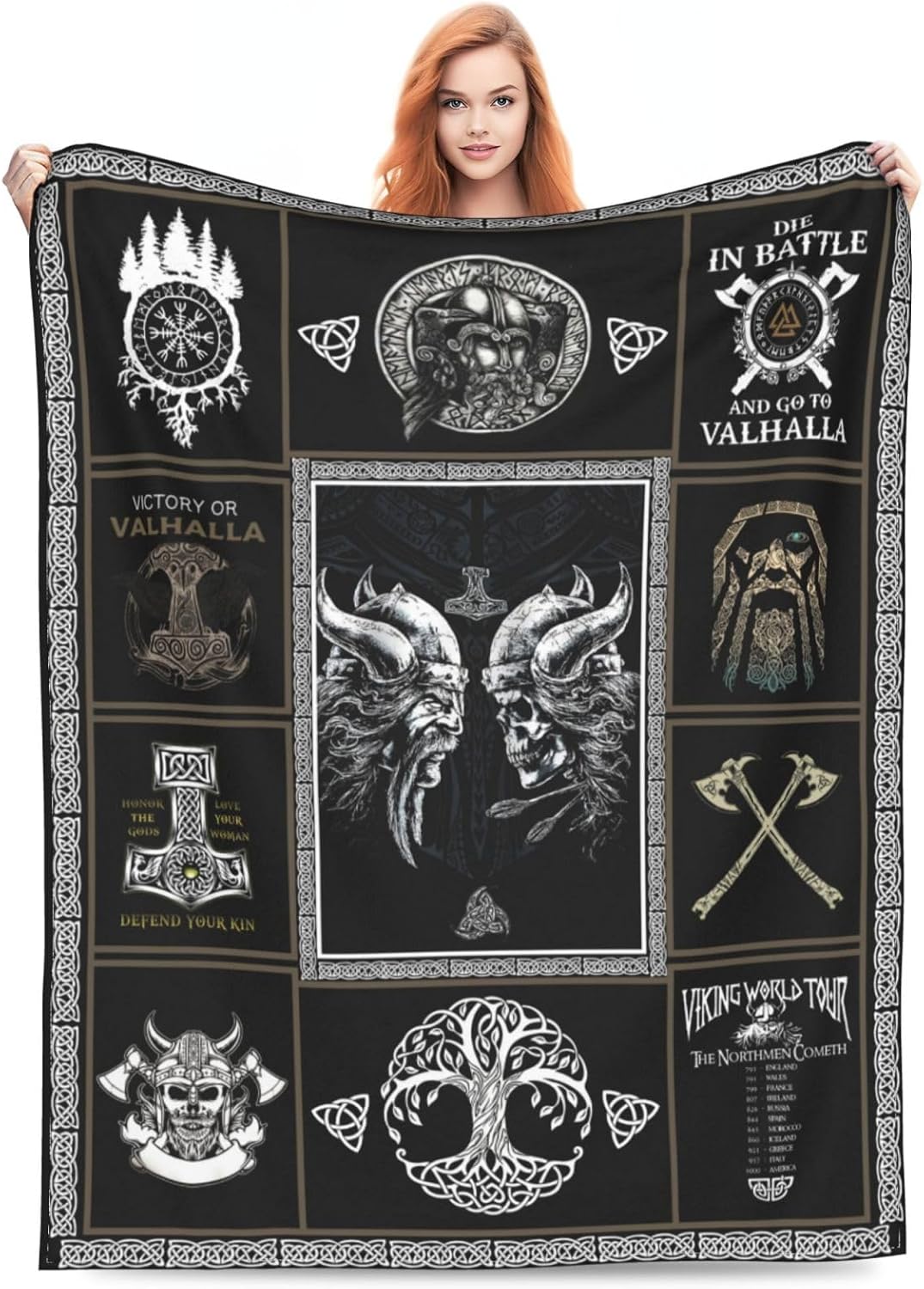 Medieval Viking Decor Throw Blanket - Warm, Soft, Plush, Lightweight Fleece Flannel Blanket - Cool Gifts for Men, Women, Kids - 40"X50" - Image 4