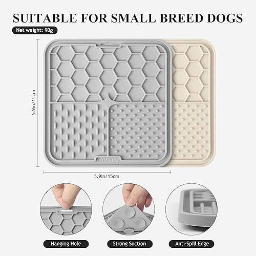 Miniatura 2 de Coomazy Paquete de 2 alfombrillas para lamer cachorros de gato, alimentador lento y diseño antideslizante, reductor de aburrimiento y ansiedad,