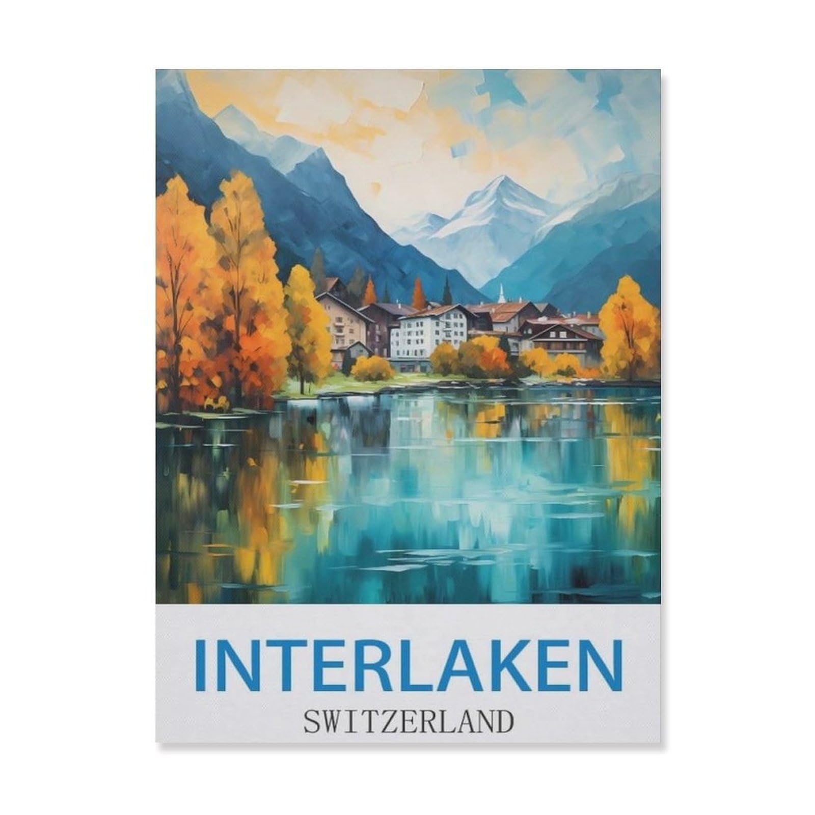 Vintage Art Metal Signs Funny Sign，Interlaken Switzerland，Wall Artwork Metal Poster Bathroom Decor Vintage Country Decor Retro Metal Poster(15x30cm）6x12 inch-EF65