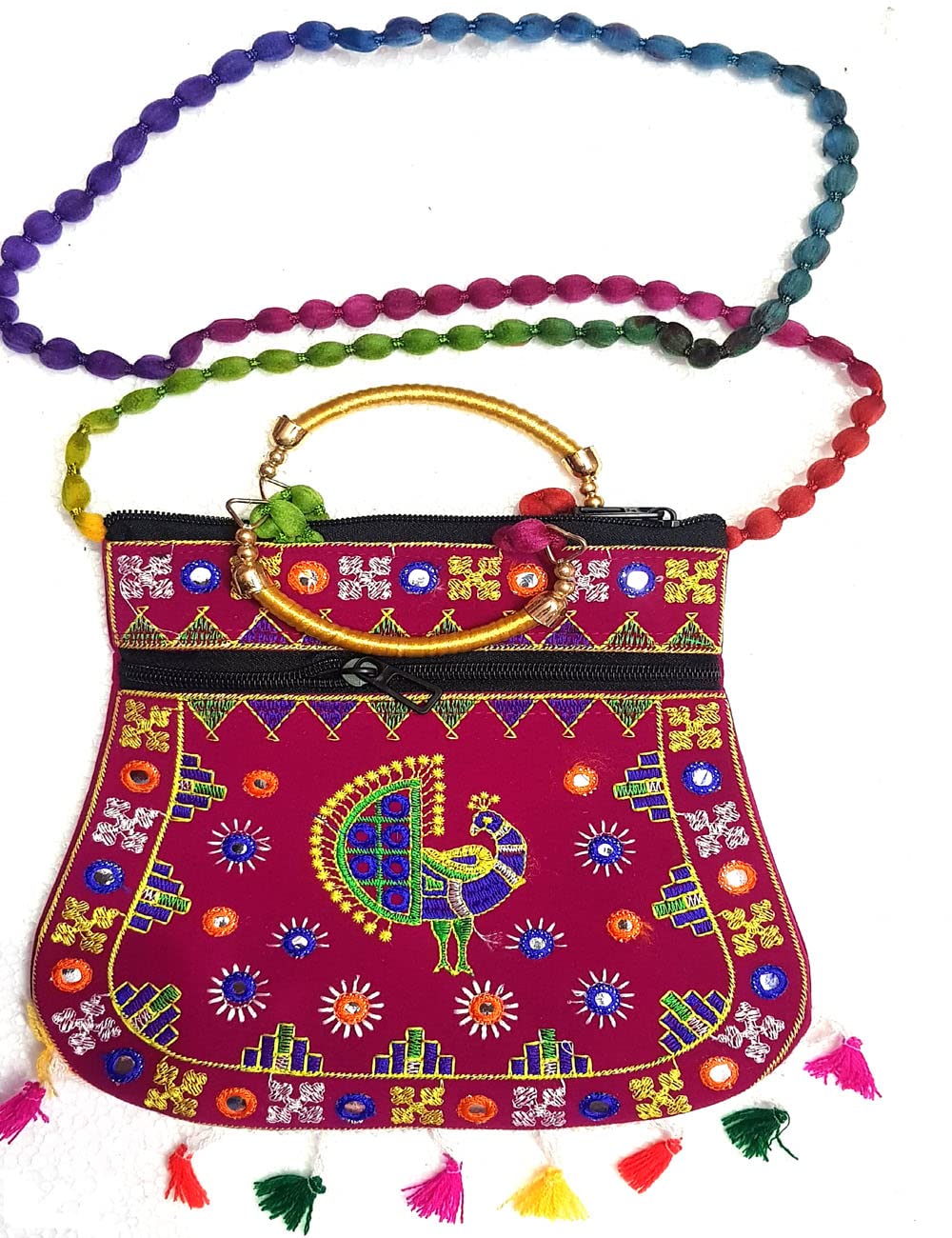 Handicrafts Cotton Embrodery Multicolour Rajasthani Sling Bag for Women & Girls..-image-30