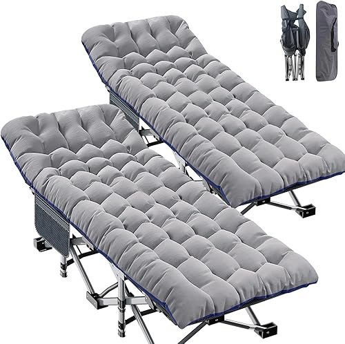 Miniatura 54 de ABORON Cuna de campamento para adultos de 28 pulgadas extra ancha, 2 unidades, catre Oxford 1200D resistente para dormir, cama de campamento