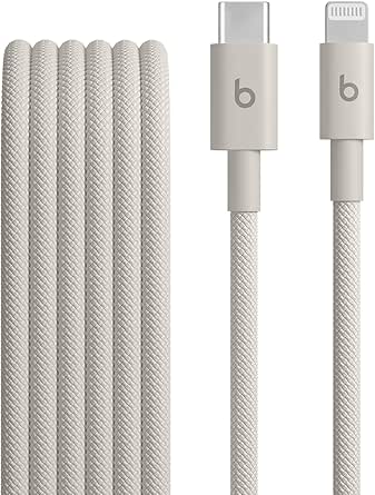 Beats USB-C'den Lightning'e Örgülü Kablo, Hızlı Şarj, Dayanıklı/Dolanmayan, Lightning Girişli Apple Aygıtları İçin Uyumlu Şarj Kablosu (1,5 m) – Granit Beji