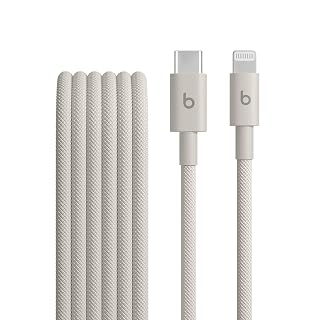 Beats USB-C auf Lightning Gewebtes Kabel, Schnelles Laden, Langlebiges und Verwicklungsfreies Design, Kompatibles Ladegerät für Apple Produkte mit Lightning Anschlüssen (1,5 m) – Energie-Grau - Amazon product rated Grade A