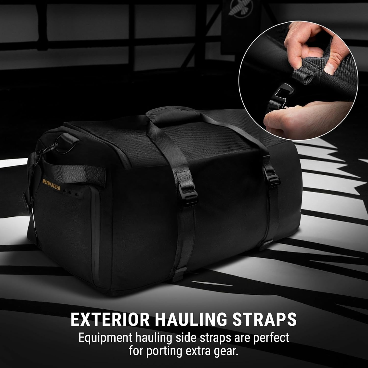 Hayabusa Mayweather Airstream Duffle Gym Bag for Women and Men - Black/Gold, 50L