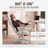 Dowinx Chaise Ergonomique Gaming et Bureau – Coussin à Ressorts ensachés, Dossier Double Couche Souple, accoudoirs réglables, Soutien Lombaire, Repose-Pieds (PU Blanc) - 5