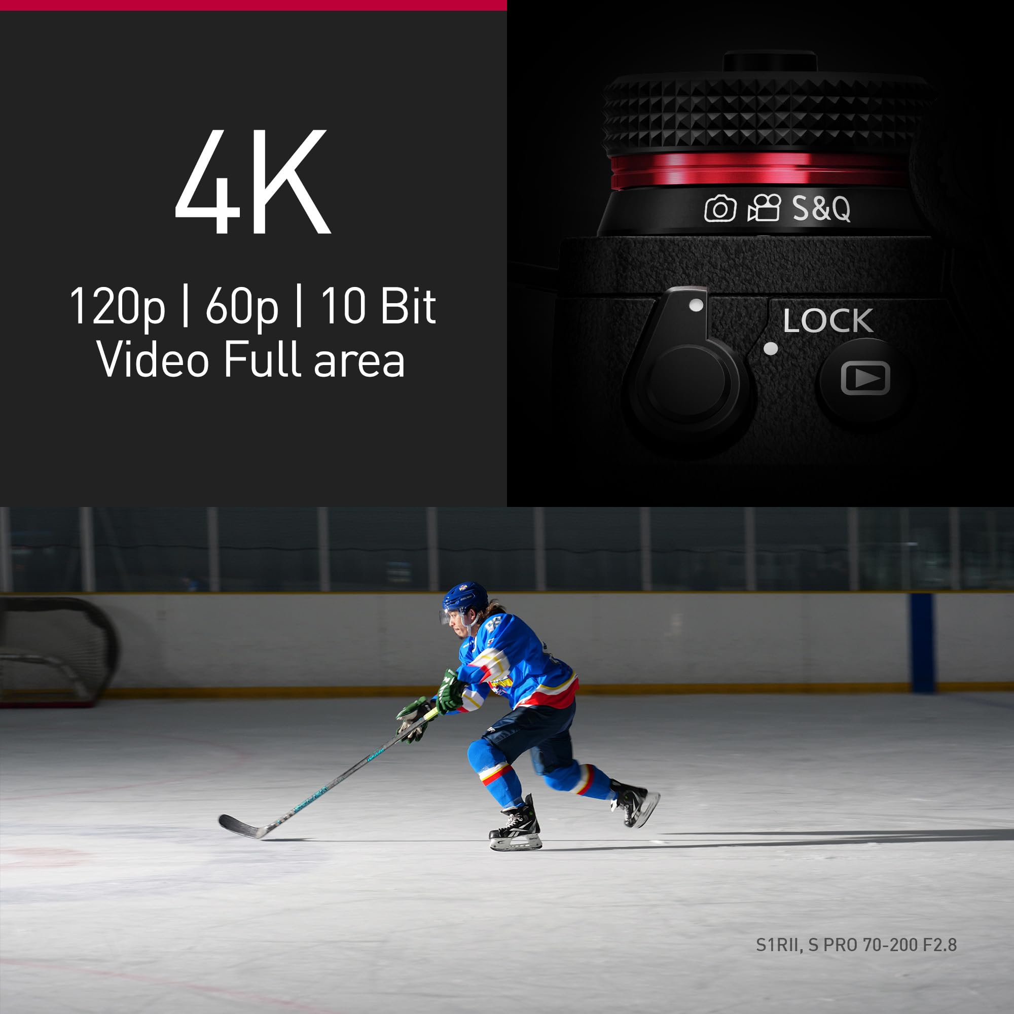Panasonic LUMIX S1RII, Fotocamera Mirrorless Full Frame, Solo Corpo, 44MP, Video 8K, IS Attivo, 4:2:2 10-bit, 4K 120p, 60p e 6K 30p Open Gate, L-Mount, Nero