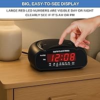Vista 2 de Digital Alarm Clock AM/FM Clock Radio with Red LED Display, Loud Alarm for Heavy Sleepers Desk or Bedside Clock