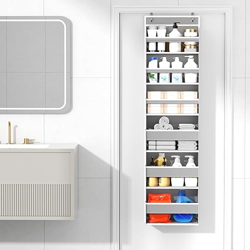Miniatura 2 de Over The Door Organizer, 6 Shelf Door Hanging Organizers with 6 Large Capacity Pockets, Behind Door Storage Hanging Shelves for Closet Wall Bathroom