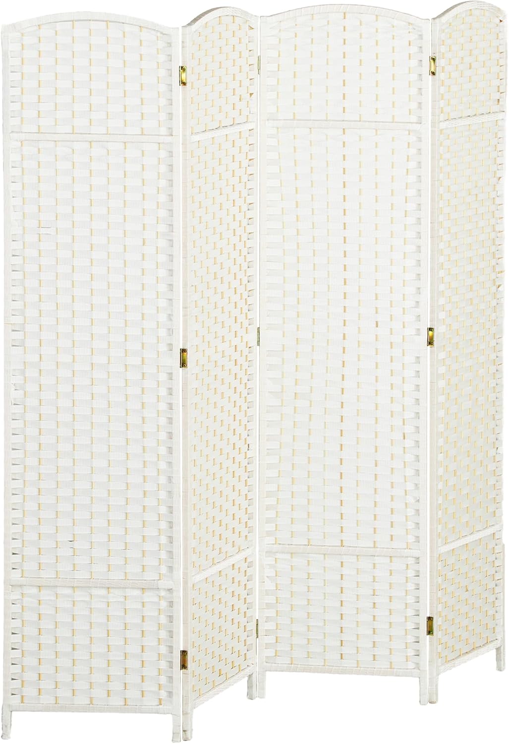 homcom room divider, 4 panel folding privacy screen, 5.6' tall freestanding wall partition for home office, bedroom, white white 4 panel