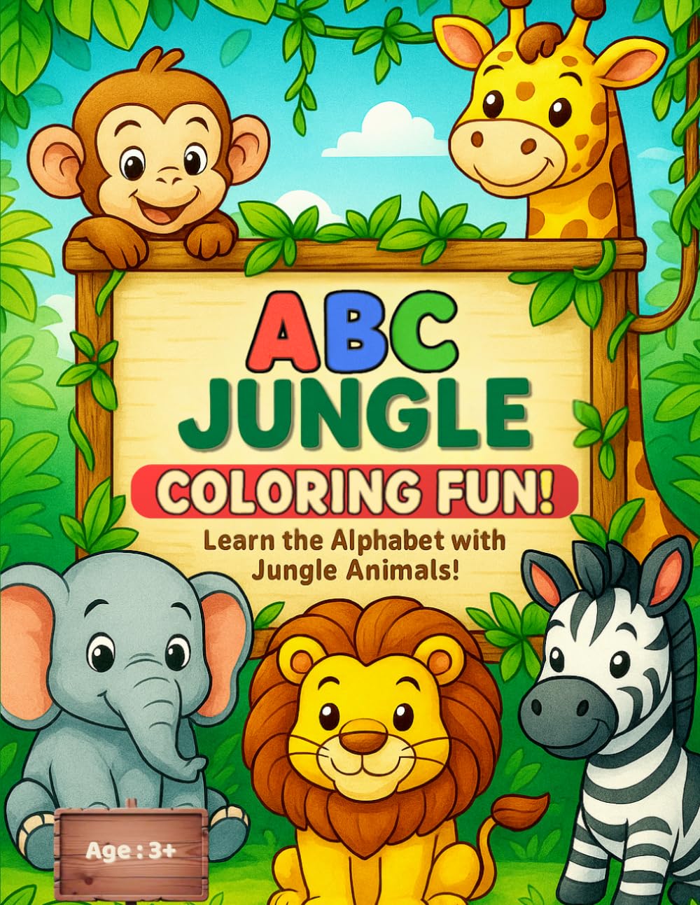 ABC Jungle: Coloring Fun!: Learn Letters A-Z with Fun Jungle Animals Coloring Pages – Preschool & Toddler Educational Activity