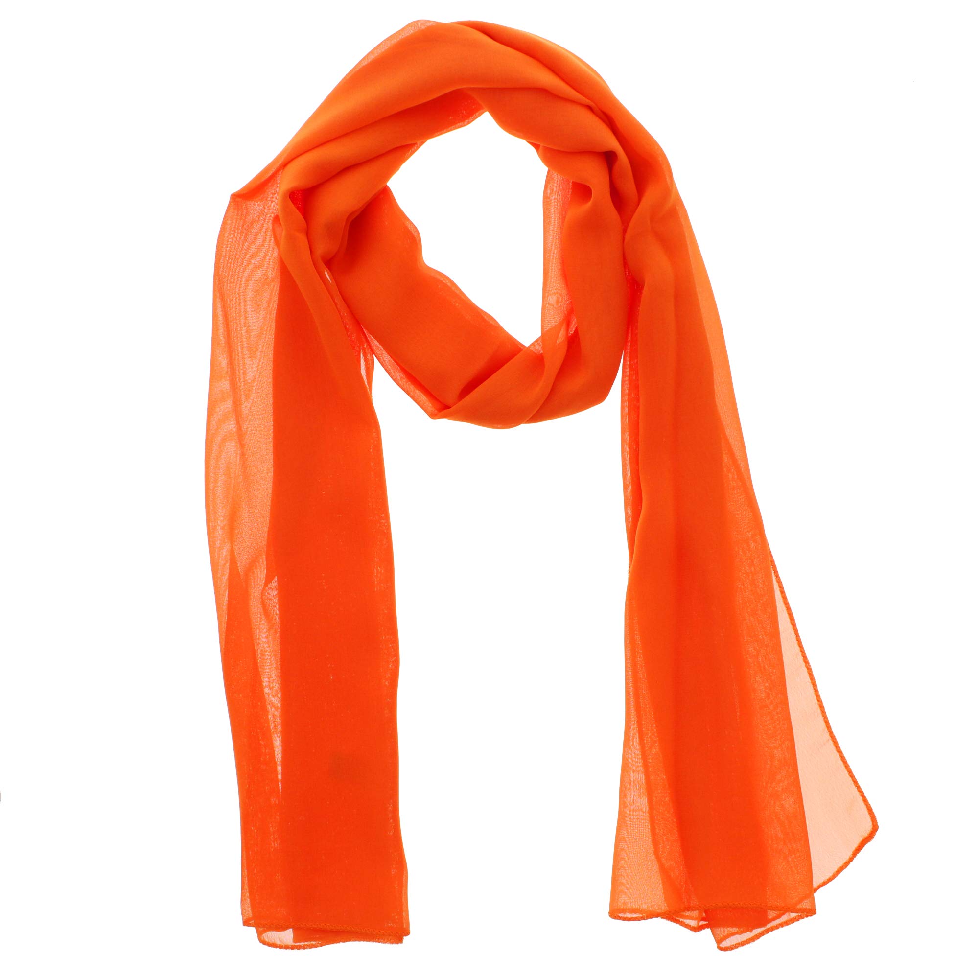 Zac's Alter Ego Women's Orange Chiffon Scarf Plain Neck Scarf Soft Headwrap Girls Headscarf Sheer Wrap Scarves & Wraps - 150X45cm