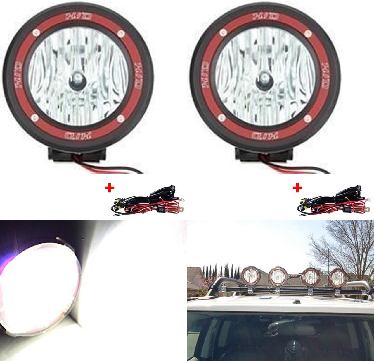 KATUR 4" Build-in Xenon 55W H3 Driving Work Lamp Spot Beam Light 6000K 4x4 Off-Road Rally Round Fog Light Lamp - Fits Truck SUV Jeep ATV -1pcs