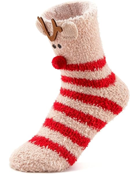 HomeTop Women's Christmas Socks Gift Set Fuzzy Warm Socks Blind Box for Holiday