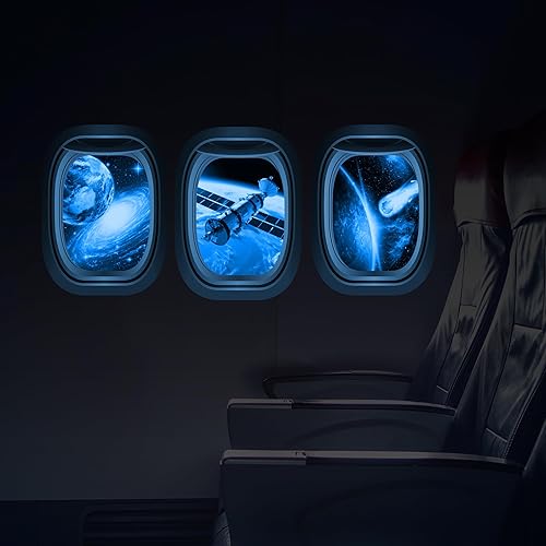 Miniatura 1 de Calcomanías de pared 3D que brillan en la oscuridad, juego de 3 calcomanías de ventana de galaxia para pared, decoración de habitación temática