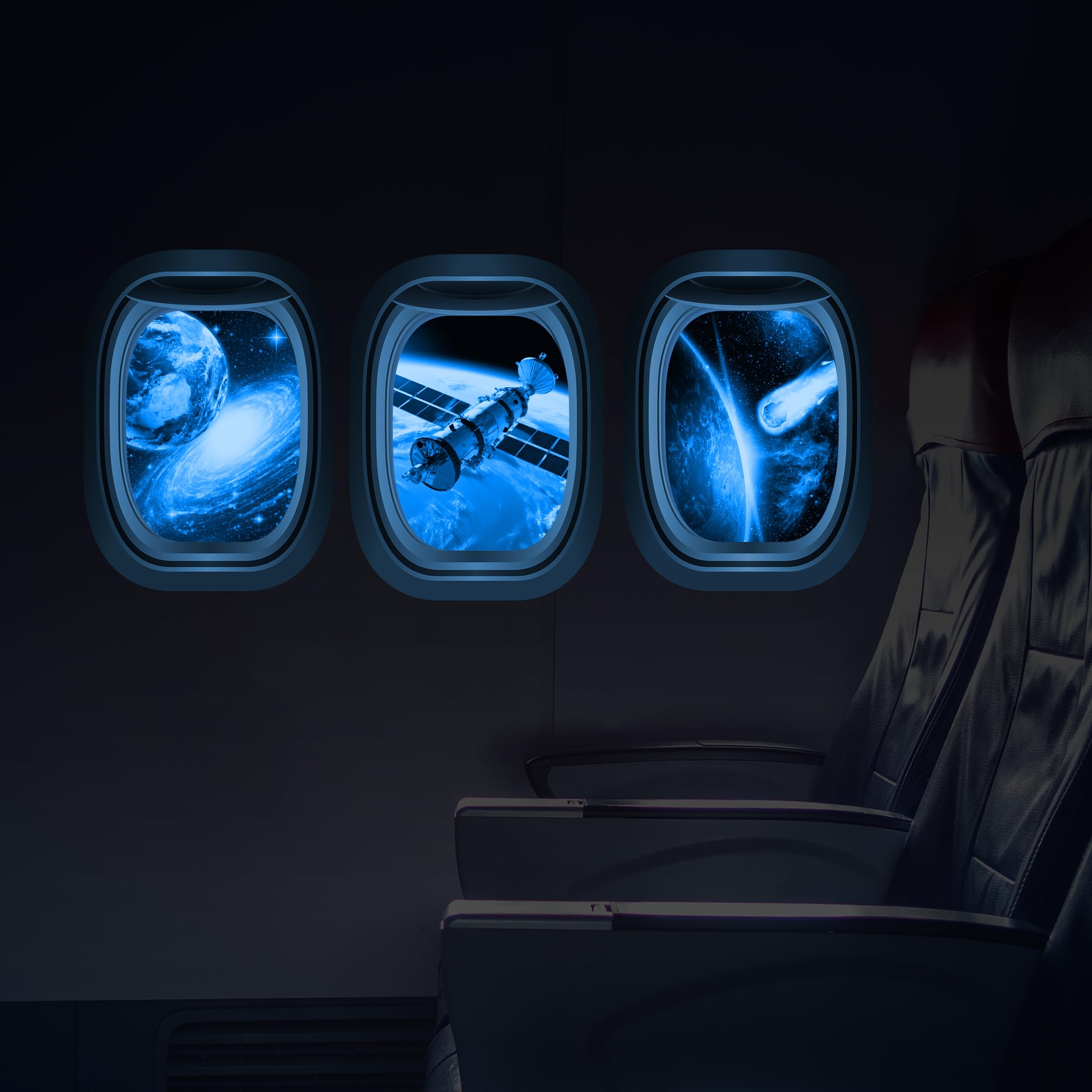Autocollants muraux 3D galaxie phosphorescents et stickers décoratifs planète bleue