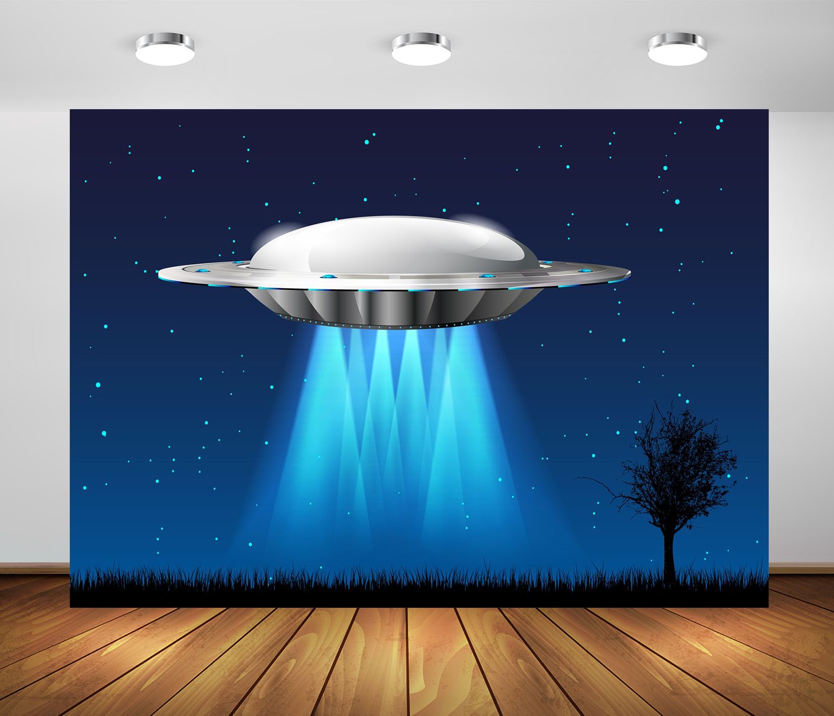 10x6.5FT (3x2m) UFO Con Raggio Blu Sfondo Fotografico