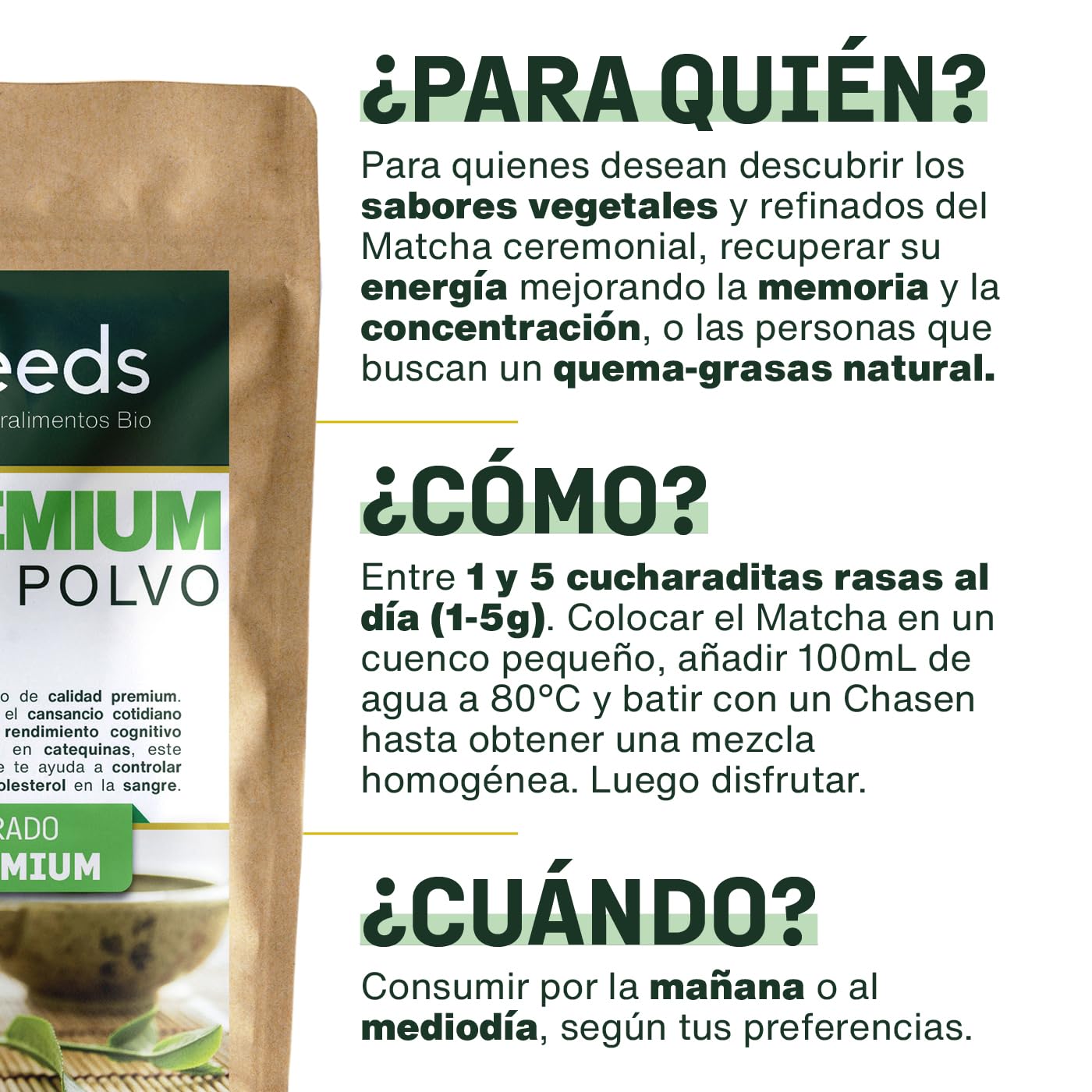 Té Matcha Premium Japonés en polvo Bio 200G | Té Verde Orgánico, Originario de Kagoshima | Tonificante, Drenante