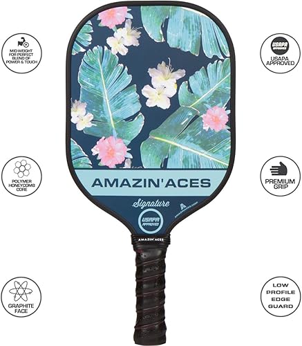 Miniatura 3 de Amazin' Aces Signature Pickleball Single Paddle - 1 USAPA-Approved Pickleball Racket with Graphite Face & Polymer Honeycomb Core, 1 Paddle Cover & 1