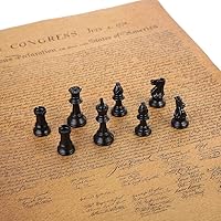 Vista 5 de Juego de ajedrez piezas de ajedrez de plástico, juego internacional de ajedrez blanco y negro (mediano 2.520 in)