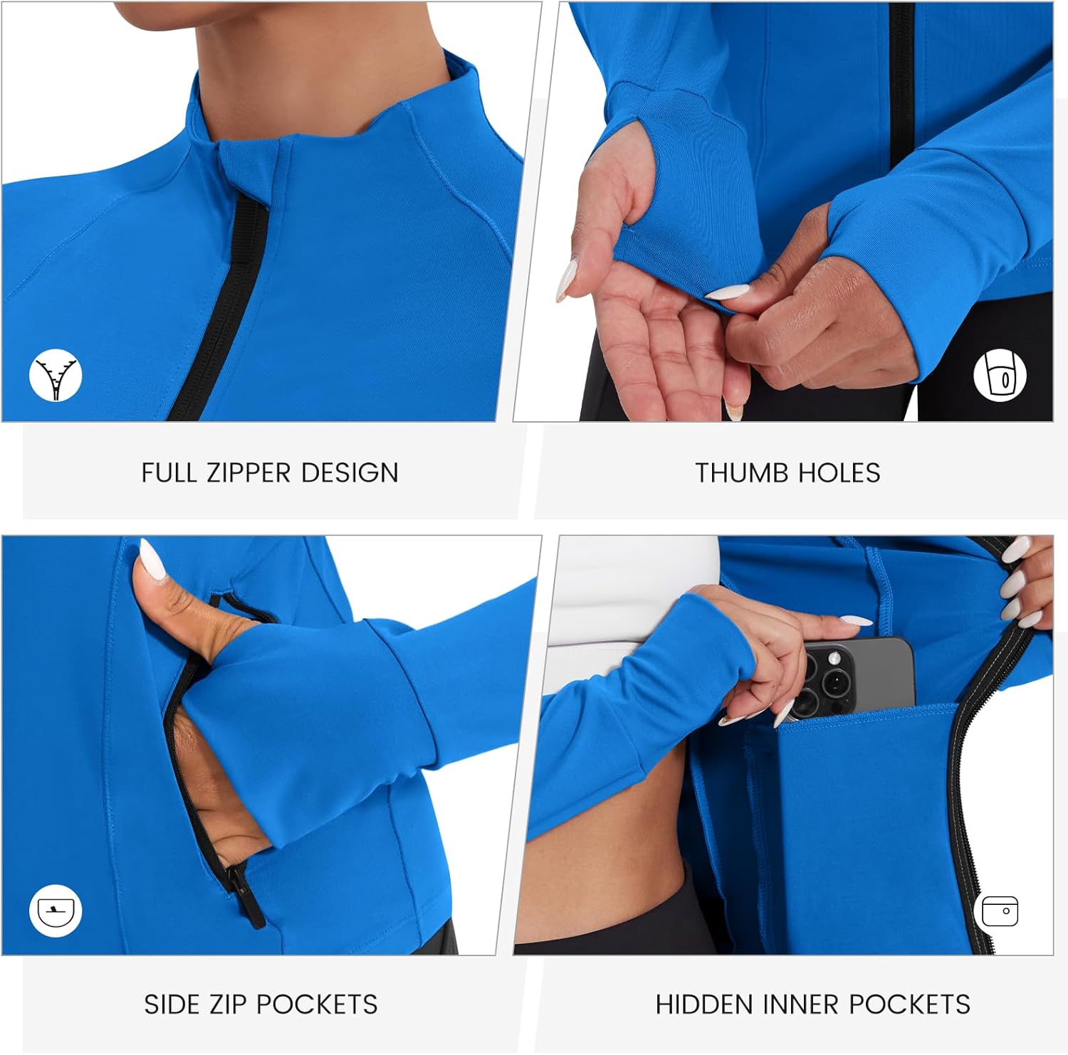 Workout Jackets for Women Lightweight Running Jackets Full Zip Yoga Athletic Clothes Slim Fit with Pockets - Image 4