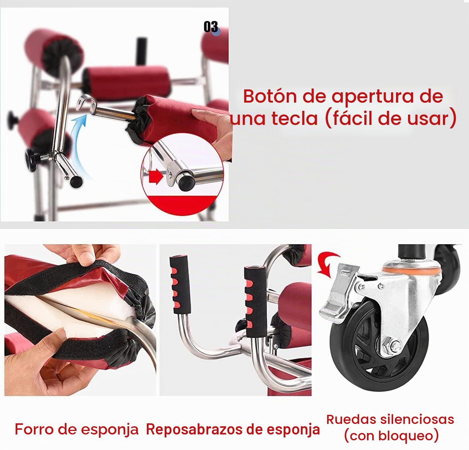 Andador vertical con asiento, ajuste de altura y andador de 8 ruedas para personas mayores, rehabilitación de hemiplejia, ayuda portátil para caminar para adultos