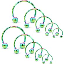SCERRING 10PCS 20G Stainless Steel Horseshoe Septum Ring Nose Rings Hoop Helix Daith Cartilage Tragus Earrings Eyebrow Body Piercing Jewelry 6-14mm
