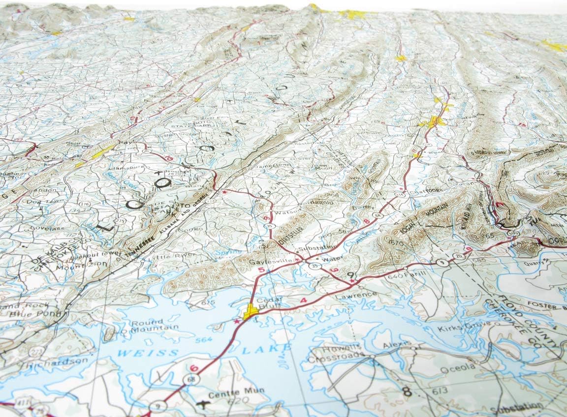 Hubbard Scientific 3D Rome, GA Map | A True Raised Relief Map - You Can Feel the Terrain | Vacuum-formed Molded | 33″ x 21″ | Detailed Topography