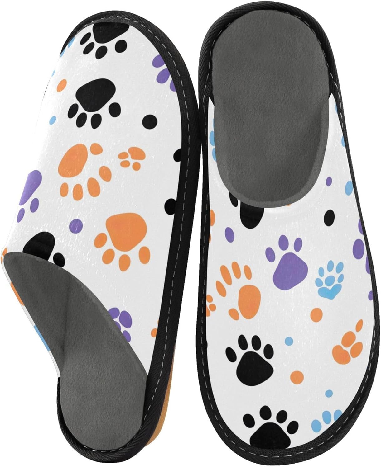 Dog Paw Print House Slippers – Cozy Fuzzy Slippers for Guests, Washable & Disposable, Perfect for Shoeless Home, Spa & Hotel Use A110991