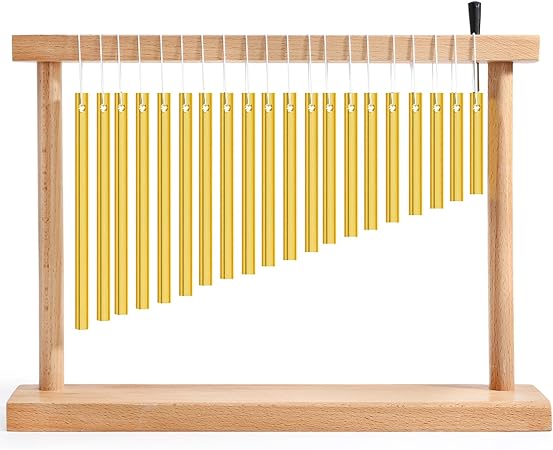 Suwimut 20-NOTE Bar Chime, Single-row Table Top Wind Chime, 20 Bars Musical Percussion Instrument with Mallet for Ornament Classroom Office Decoration, Kids Educational Gift